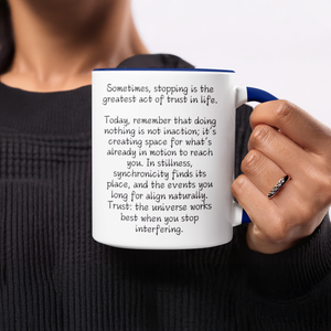 Inspirational Quote Ceramic Mug with Blue Handle Product