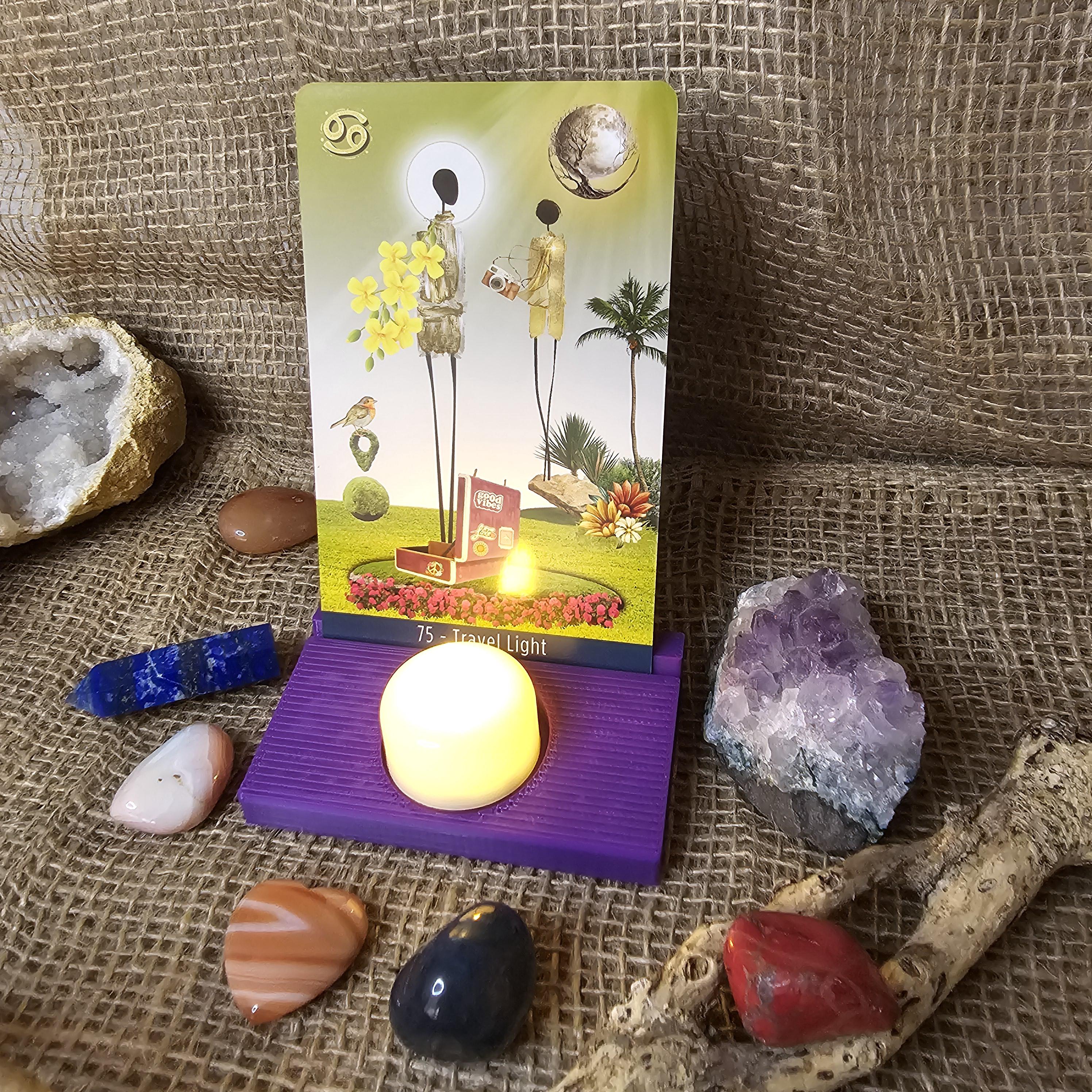 Elevate Your Rituals: Single Card Stand with LED Candle Slot – A Pocket Altar for Your Daily Guidance (LED light not included)